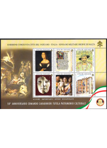 Vaticano emissione congiunta Smom e Italia 50° Ann. Carabinieri Patrimonio culturale 2019